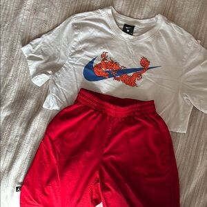 Boys summer basketball outfit- Nike White Tee with Nike shorts